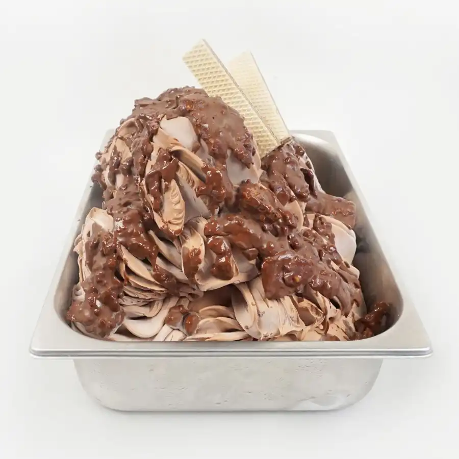 Ferrero rocher ice cream with two wafer sticks